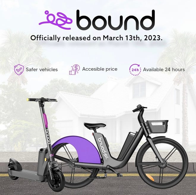 Bound is set to launch 100 electric scooters and 50 electric bicycles available for public transportation in Coachella on March 13.