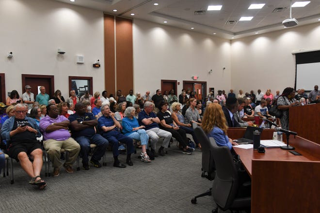 More than 100 people attended an Indian River County school board meeting on Monday, Feb. 27, 2023, in Vero Beach, to support or speak during public comment on a range of issues concerning the school district.