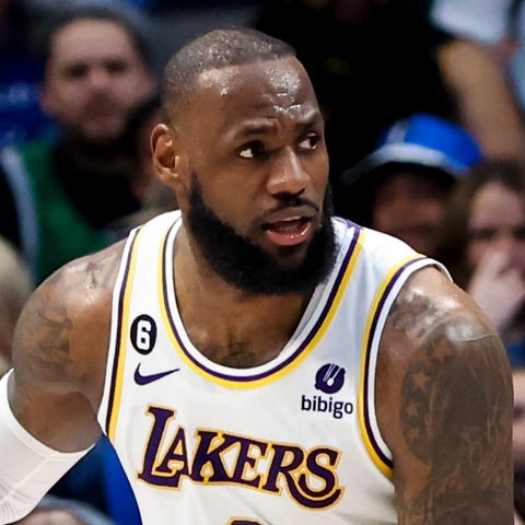 Los Angeles Lakers forward LeBron James controls t