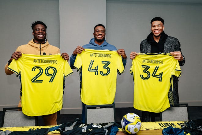Giannis Antetokounmpo Purchases Professional Sports Team 2 Professional basketball brothers Giannis (right), Thanasis (middle), Alex (left) and Kostas (not picured) Antetokounmpo join Nashville Soccer Club ownership stake.