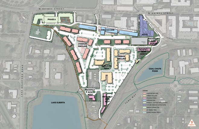 Map of properties in the Gaines Street Corridor owned by the Zimmer Development Company.
