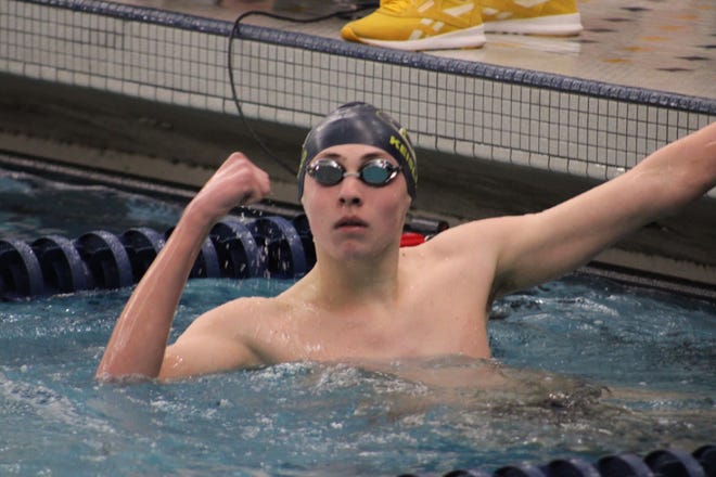 Erik Keisling helped DeWitt boys swimming claim the title at the CAAC Blue meet on Saturday.