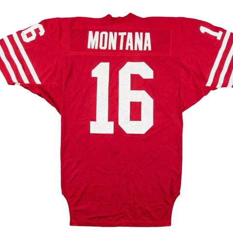 The Joe Montana jersey worn in Super Bowl 19 and S
