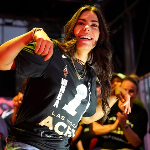 Kelsey Plum at the Las Vegas' Aces' championship c