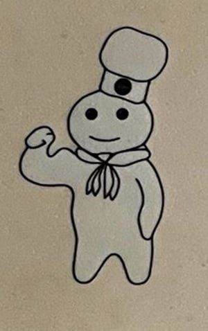 A close-up of what may be an early image of the Pillsbury Doughboy. Chris Richmond, founder and CEO of Moving Pillsbury Forward, found the image on a control panel at the abandoned site of a mill in Springfield, Illinois, once operated by Pillsbury.
