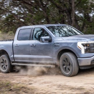 The all-electric 2022 F-150 Lightning has attracted non-traditional truck owners, according to new customer survey data from Ford Motor Company collected in 2021 and 2022. This model is a Lariat.
