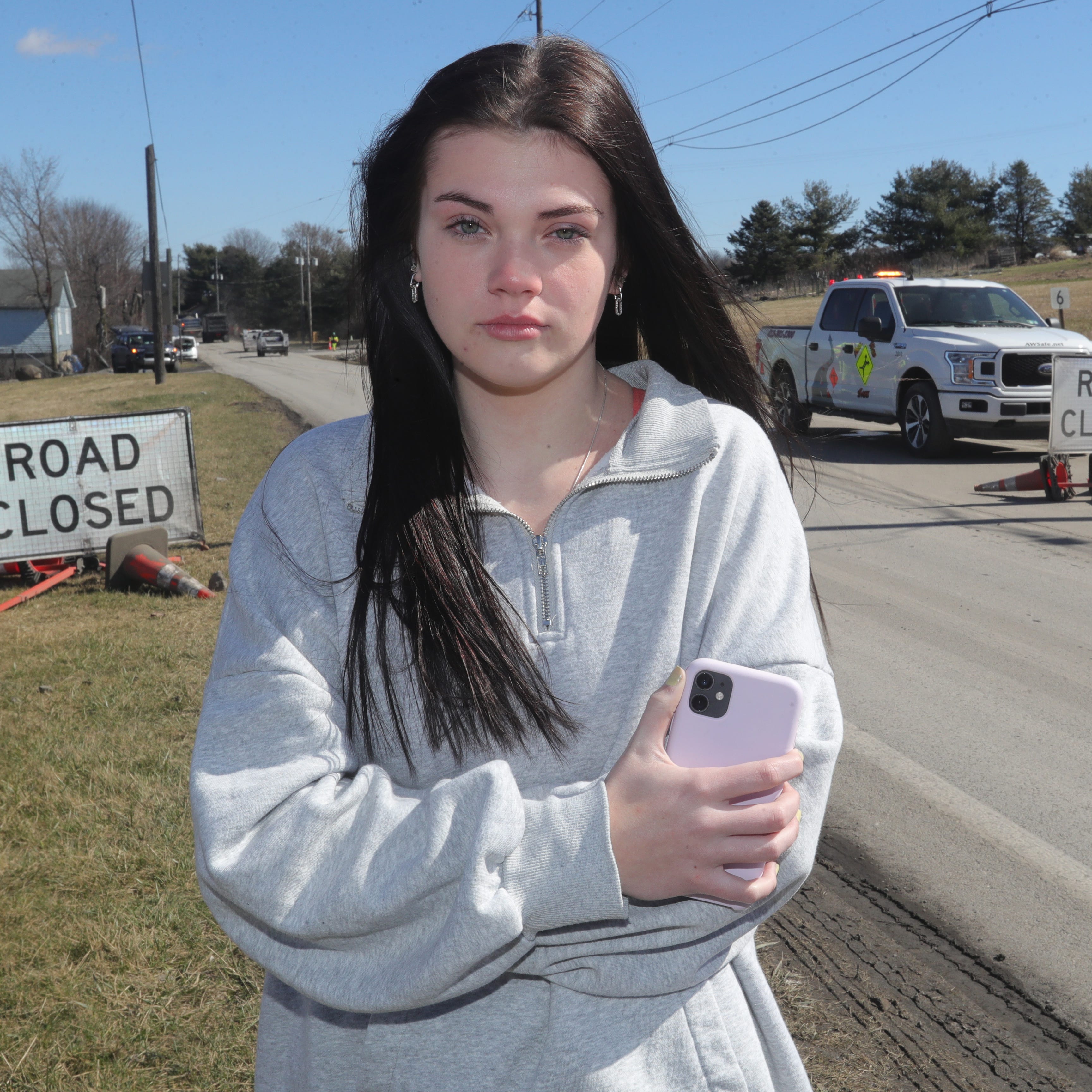 Cami Kridler, 15, was possibly the first to call 911 after seeing the Norfolk Southern train derailment and explosion on Feb. 3. She is shown Tuesday, March 7, 2023, in East Palestine.