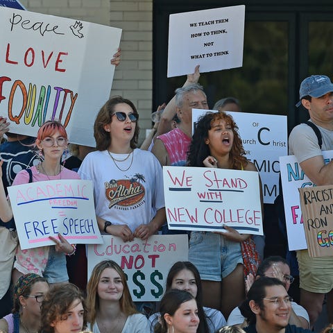 New College students and supporters protested on c