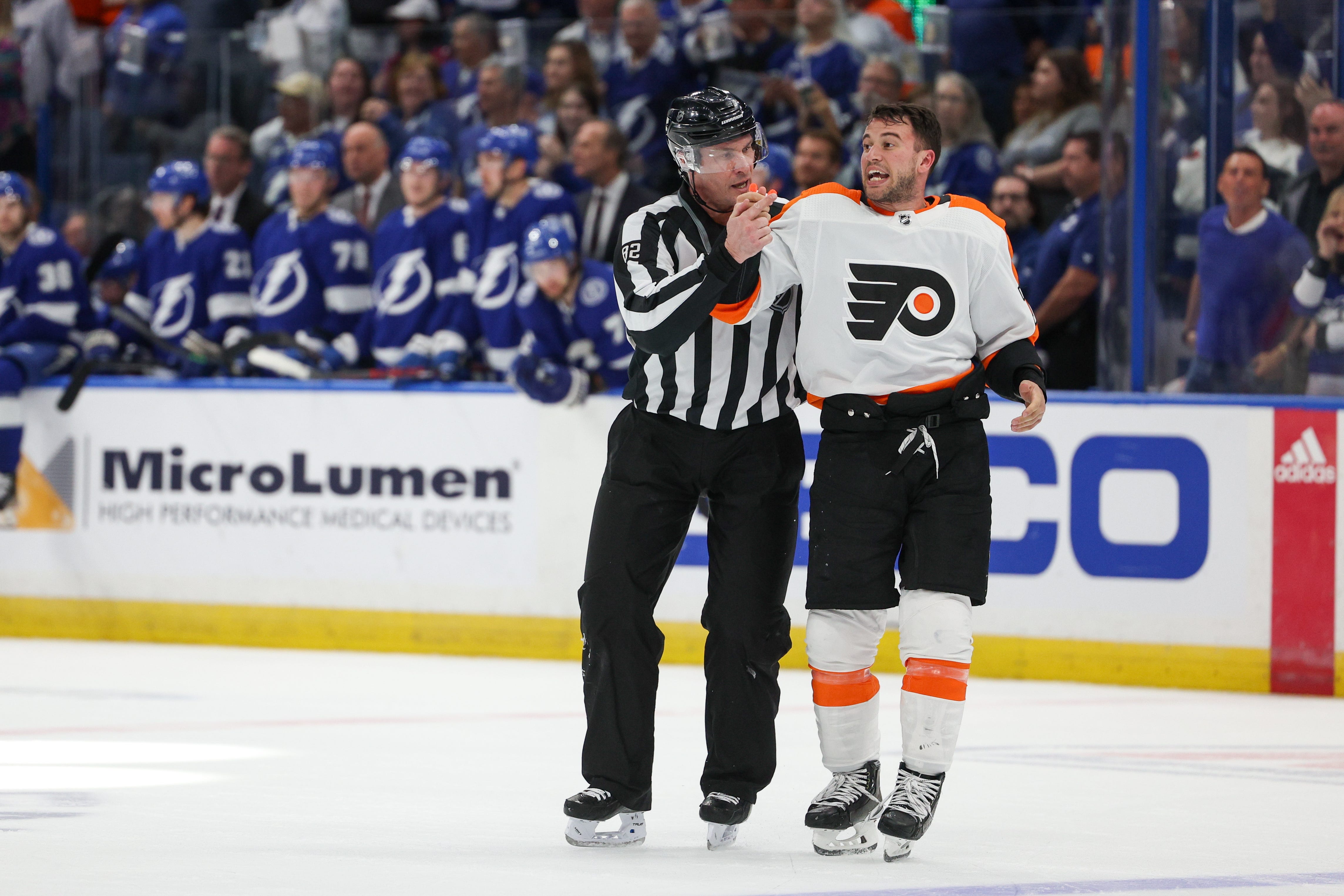 Flyers' Tony DeAngelo suspended for spearing Lightning's Corey Perry below belt