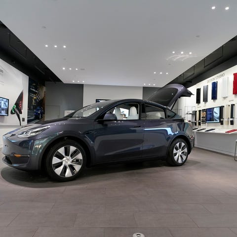 FILE - A Tesla Model Y Long Range is displayed on 