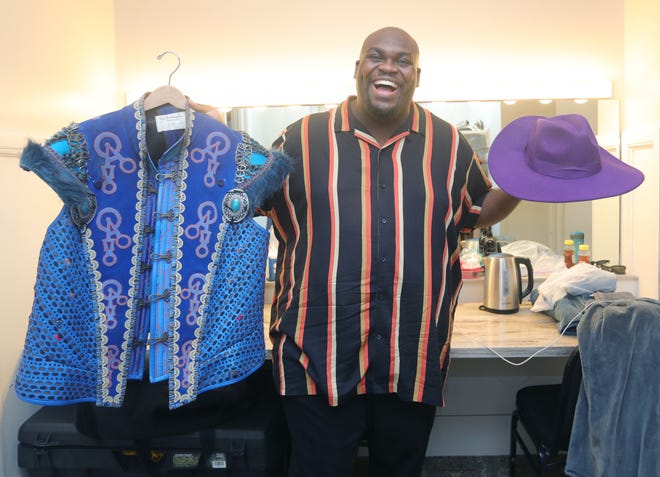 Akron native Marcus Martin in his Connor Palace dressing room before a Thursday afternoon performance of "Aladdin" at Playhouse Square in Cleveland.
