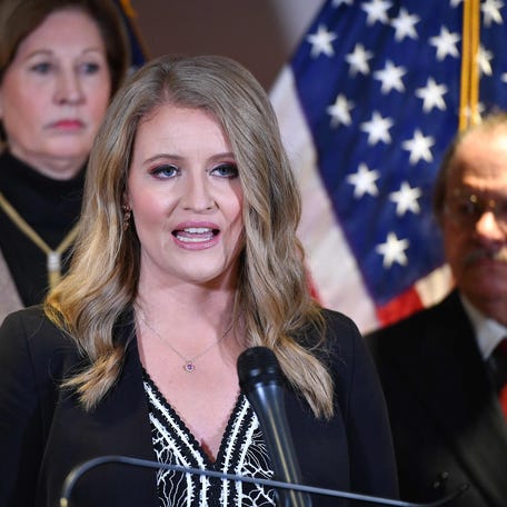 A November 19, 2020 photo shows attorney Jenna Ellis speaking during a press conference at the Republican National Committee headquarters in Washington, D.C.