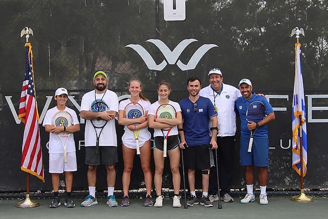 The players who participated in Thursday's tennis matches (from left): Yonatan Barak, Eden Ein Eli, Mika Dagan Fruchtman, Celine Absawi, Noam Gershony, Yoni Yair and Noam Yitzchaki.