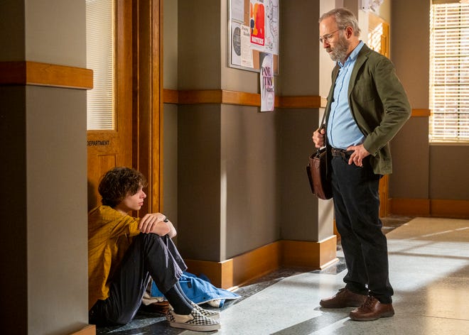 Jackson Kelly as Bartow and Bob Odenkirk as Hank in 'Lucky Hank.'