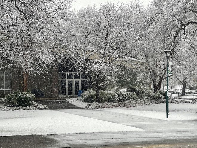 Winter weather prompted Shasta College to cancel in-person classes and close offices on Thursday, March 9, 2023.