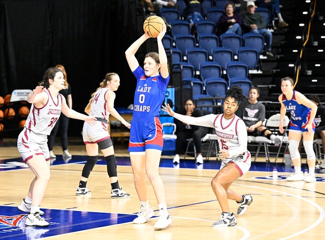 Lubbock Christian University forward Grace Foster (0) was named player of the year in the Lone Star Conference and most outstanding player of the NCAA South Central Region, which comprises the LSC and the Rocky Mountain Athletic Conference.