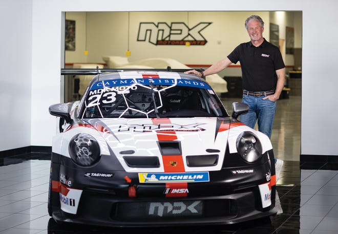 Mark Kvamme at the new racing headquarters for his company, MDK Motorsports, in Etna Township