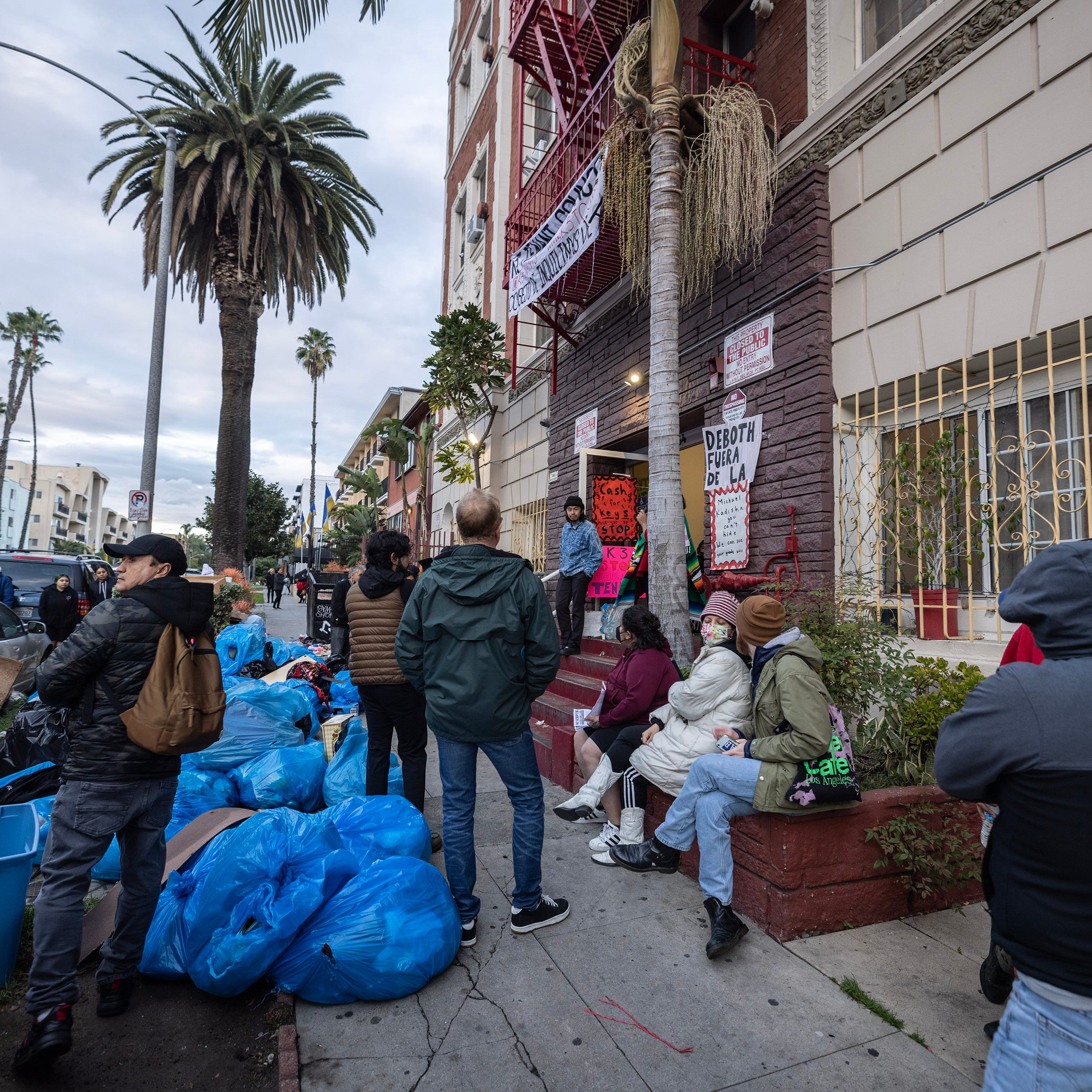 Organizers for a tenant council for buildings owned by investment firm K3 Holdings in Los Angeles tell tenants that buyouts offered by the landlord — often around $6,000 — are not enough to forfeit a rent-controlled apartment.