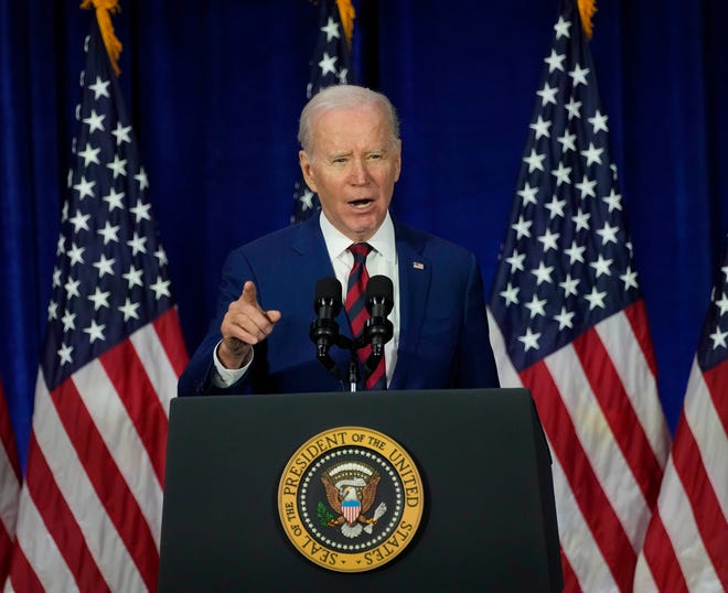 President Joe Biden announces sweeping executive orders about gun control from Monterey Park, California where 11 people were shot to death in January.