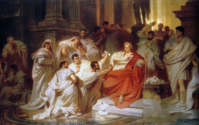 Julius Caesar was assassinated on March 15, 44 B.C.E. in Rome, Italy. The Ides of March, or March 15, has been seen as an unlucky day since William Shakespeare immortalized the betrayal in his play, "Julius Caesar."