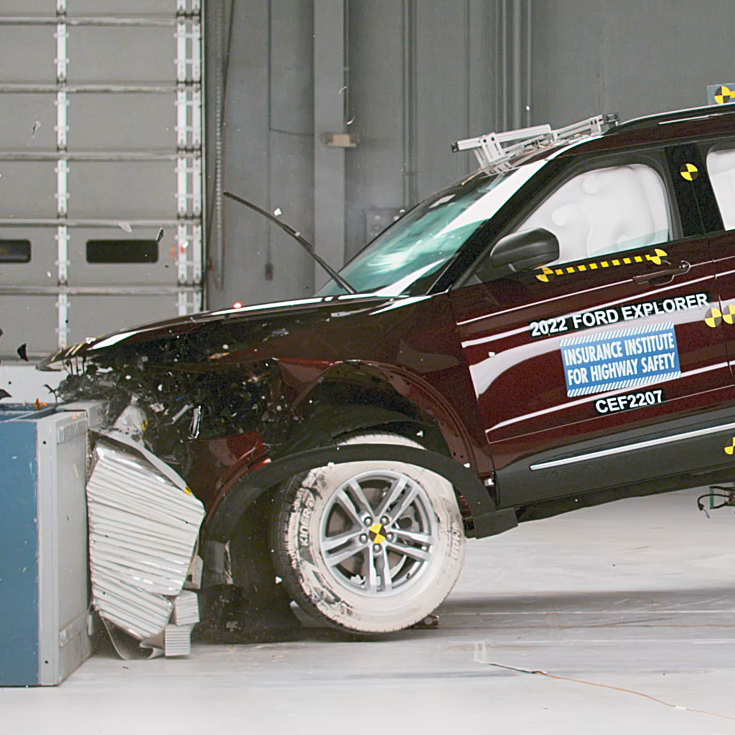 The 2022 Ford Explorer was among the 13 SUVs that the IIHS tested for front crash protection.