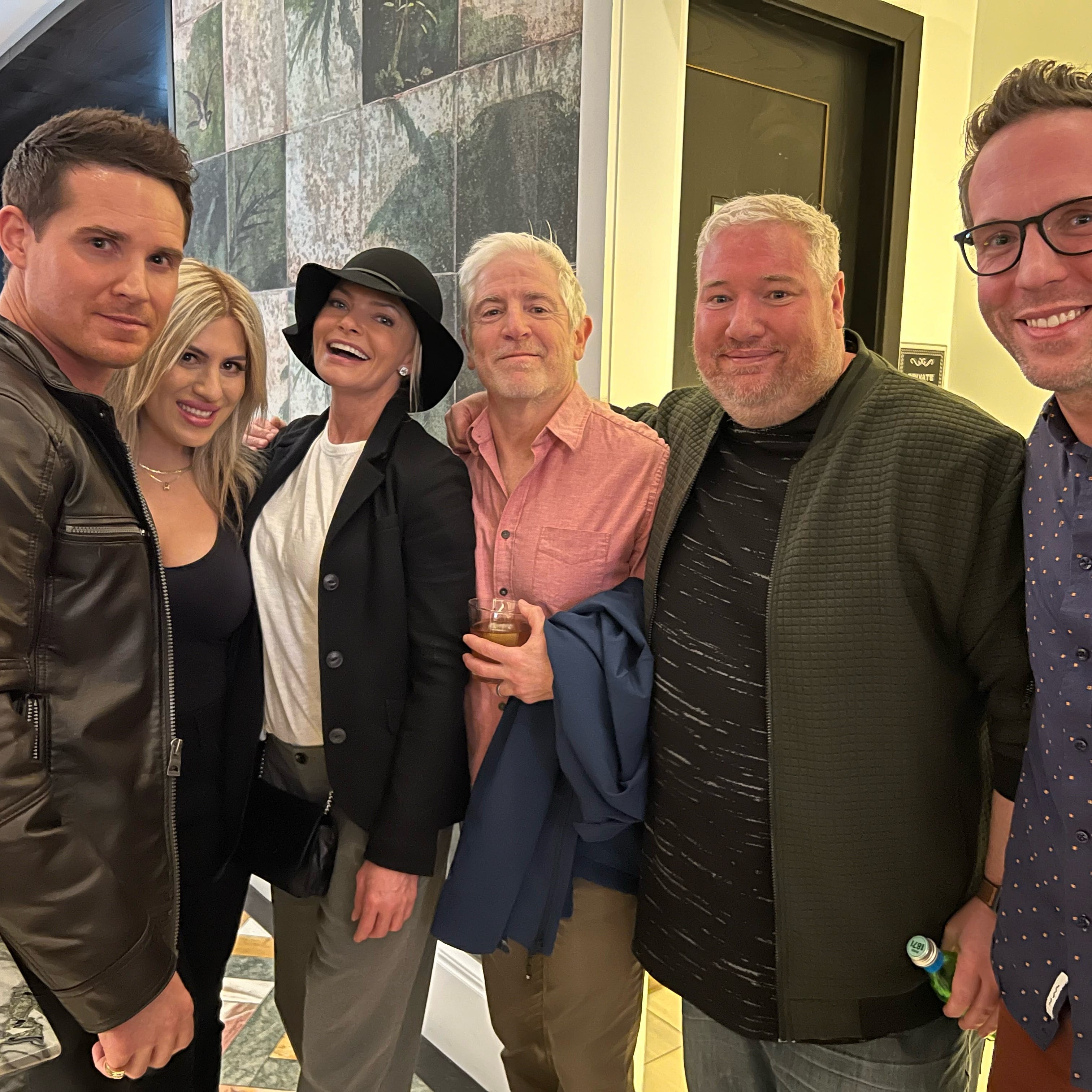 From left: Actor Zach Scheerer; his wife, Sarah; actor Jaime Pressly; actor Carlos Alazraqui; director Andy Palmer; and actor/writer Ben Begley at a March 18 advance screening of "The Re-Education of Molly Singer" in West Hollywood, Calif.