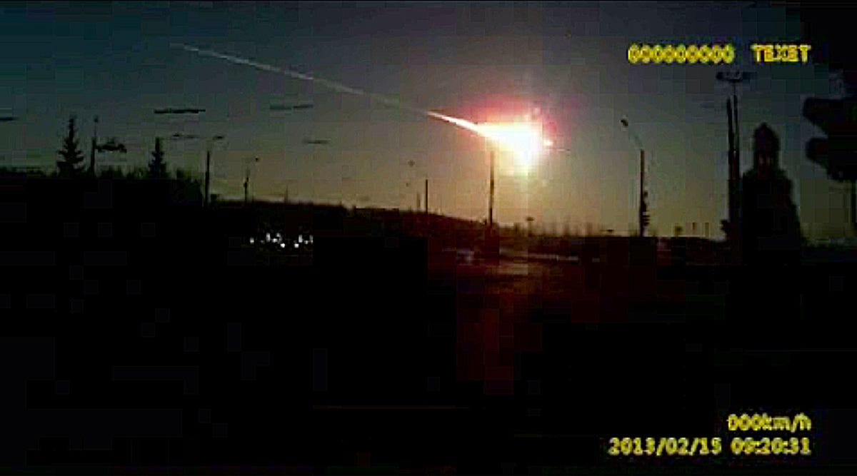 In this frame grab from a dashboard camera video, a meteor streaks through the sky over Chelyabinsk, about 930 miles east of Moscow, on Feb. 15, 2013.