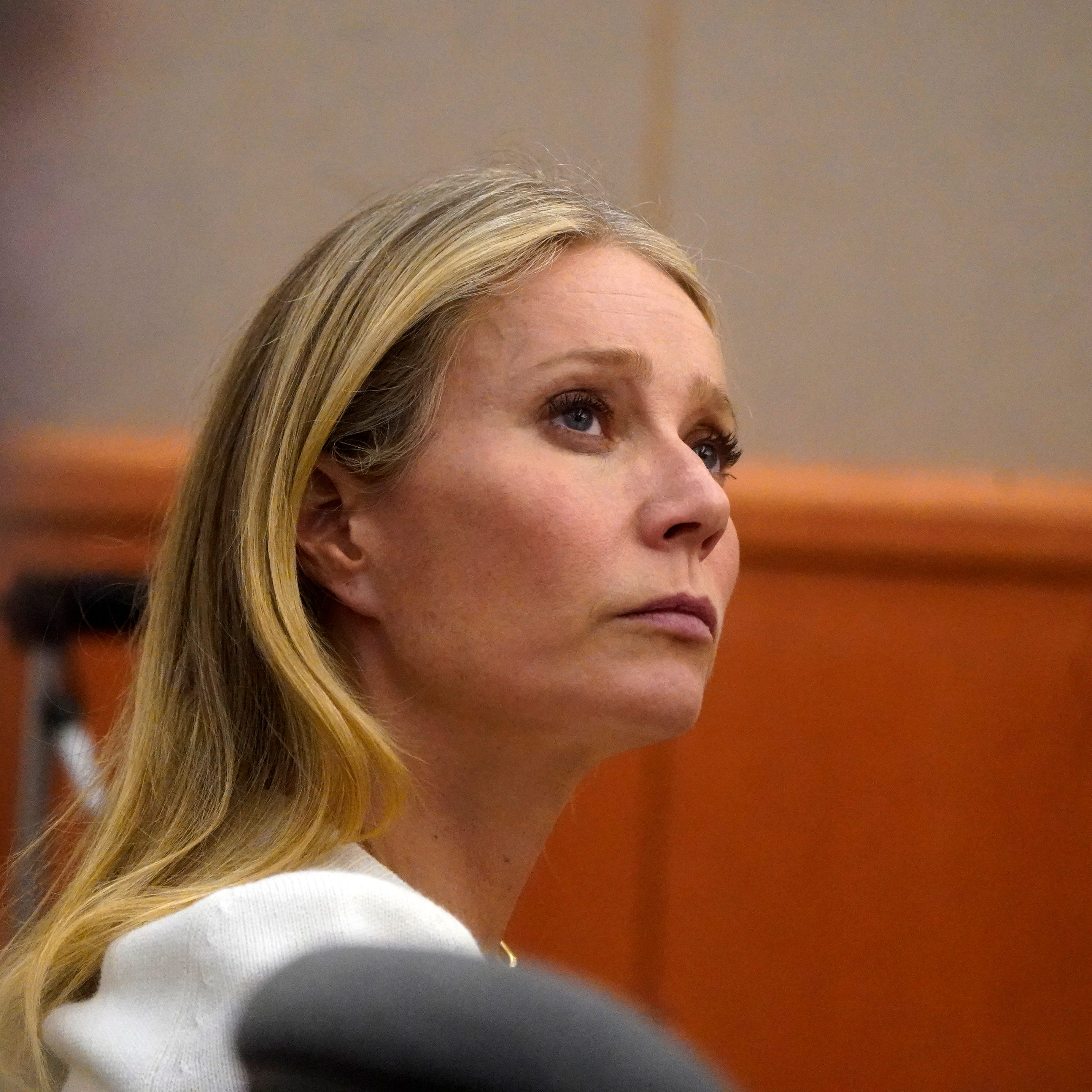 Gwyneth Paltrow sits in court, Wednesday, March 22, 2023, in Park City, Utah. Paltrow is accused of injuring another skier, leaving him with a concussion and four broken ribs. (AP Photo/Rick Bowmer, Pool) ORG XMIT: UTRB111