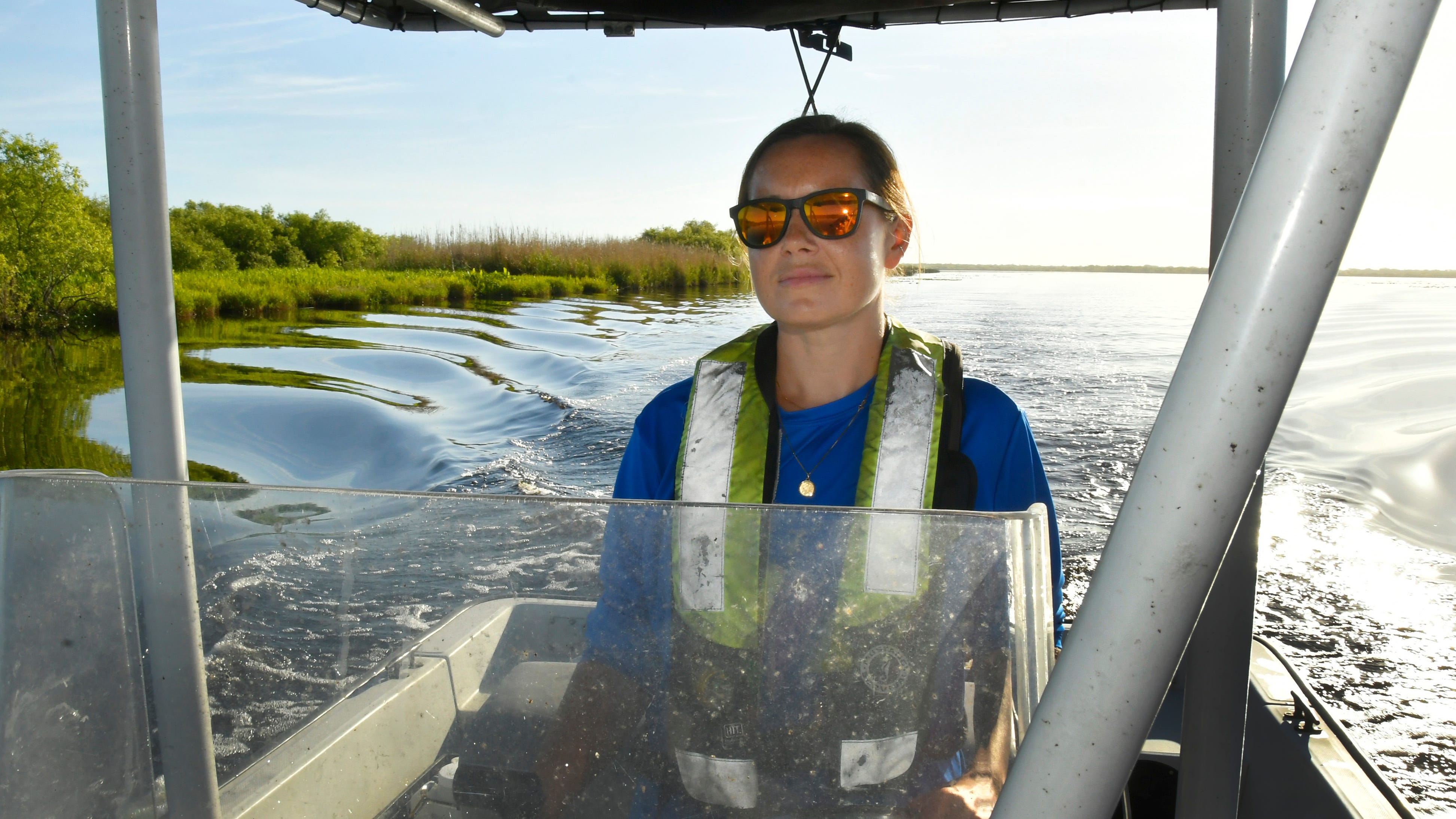 Carolyn Vanzo, environmental scientist II. Environmental scientists with the St. Johns River Water Management District conduct routine tests for toxic algae in Lake Washington, which is the main source e of drinking water for the city of Melbourne. There were no signs of an algae bloom on the day of this test, but scientists want to know whether toxic algae blooms are happening more frequently or in higher concentrations in the lake.
