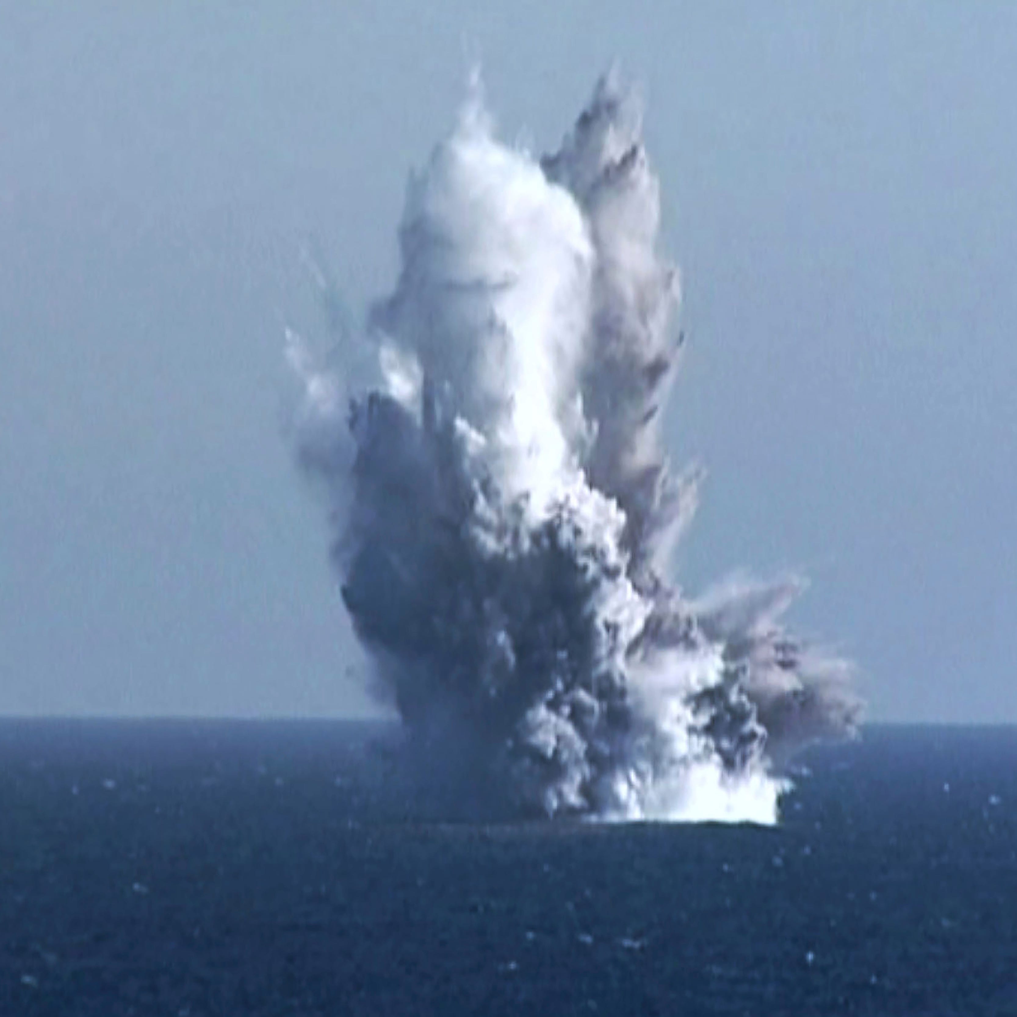 This photo provided by the North Korean government, shows what it says is an underwater blast of test warhead loaded to an unmanned underwater nuclear attack craft "Haeil" during an exercise around Hongwon Bay in waters off North Korea's eastern coast Thursday, March 23, 2023. Independent journalists were not given access to cover the event depicted in this image distributed by the North Korean government.