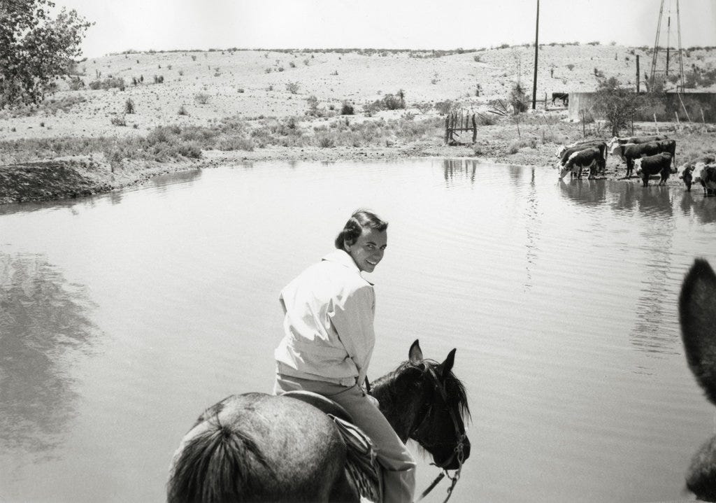 Sandra Day at her family’s Lazy B Ranch in Arizona, circa the 1940s.