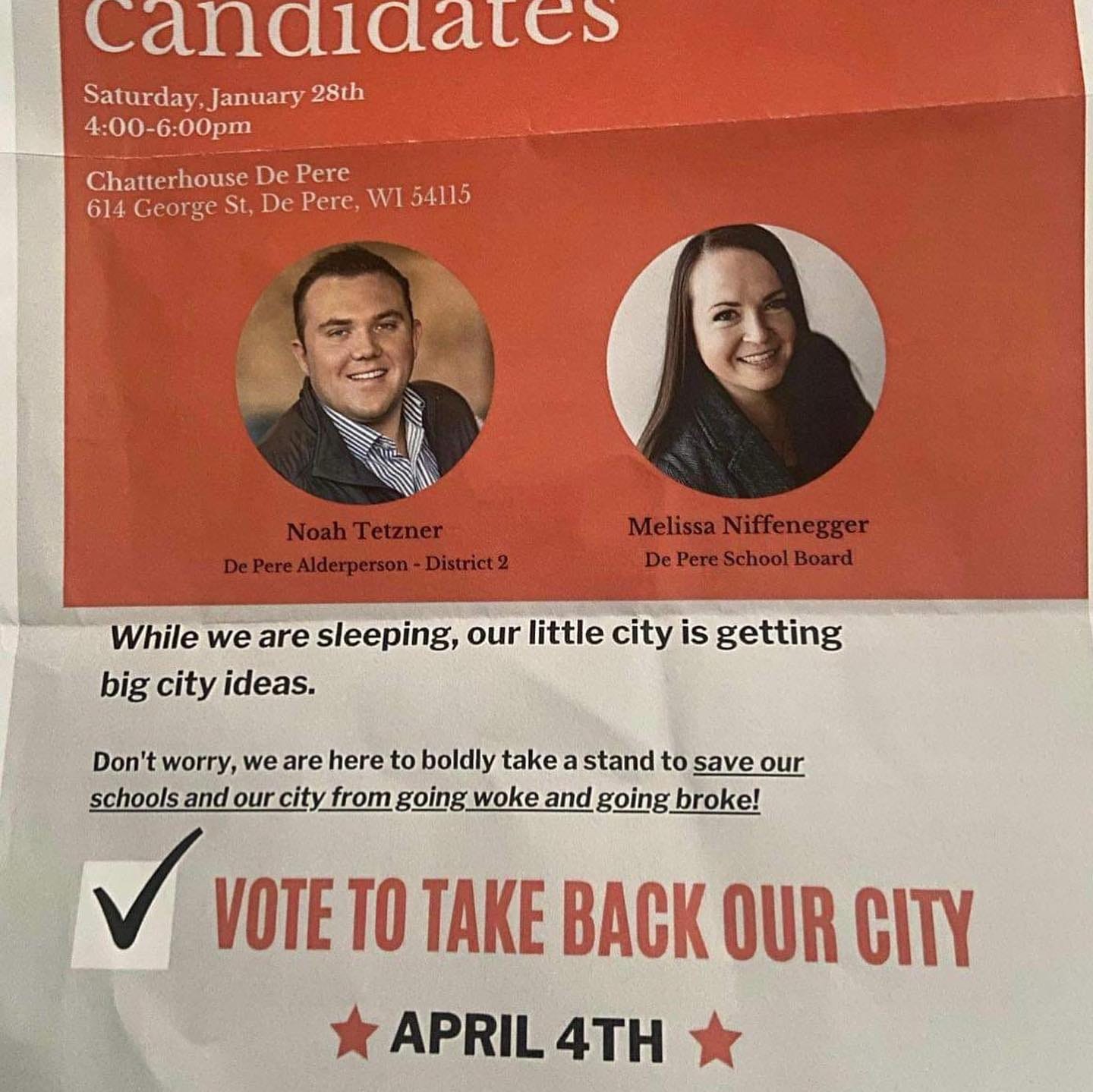 Is De Pere going 'woke' and 'broke' as 2 candidates' flyer claims?
