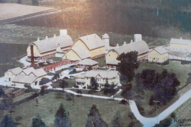 Keystone Farm during its heydey when milking 300 cows (probably in the 1940 to 1950 era.)