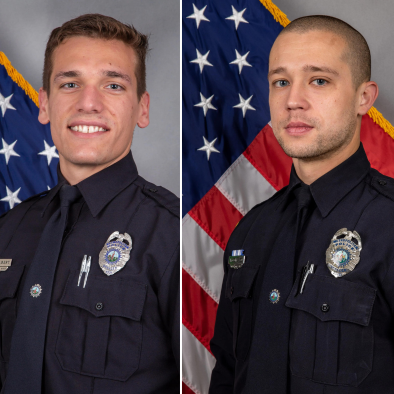 Officer Rex Engelbert and Officer Michael Collazo, the Metro Nashville Police Department officers credited with taking down the shooter in the Covenant School shooting Monday, March 27, 2023