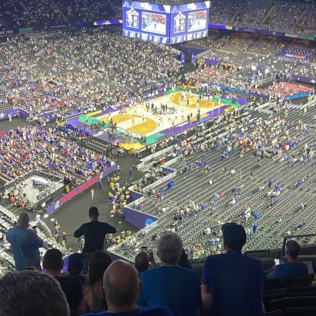The view from Bobby Tech's seat at the 2022 Final Four.