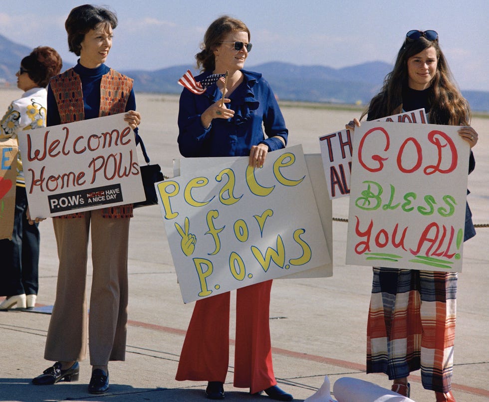Marine Wives at Camp Pendleton, California wait for prisoners of war to return on February 12, 1973.