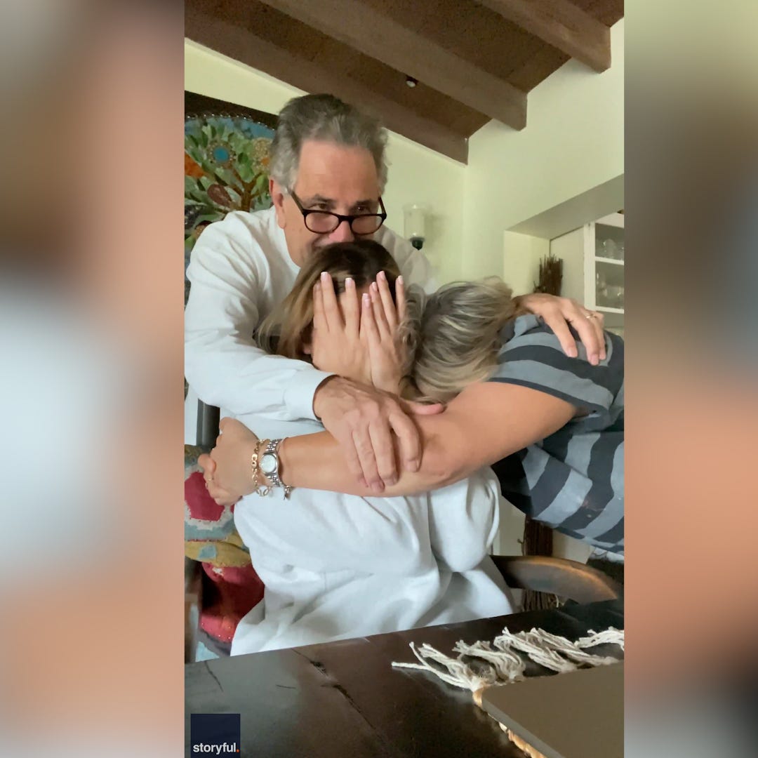 Hally Cortez and her parents, Rick and Patti, had the best reaction to finding out she had become a registered nurse, in Pompano Beach, Florida.