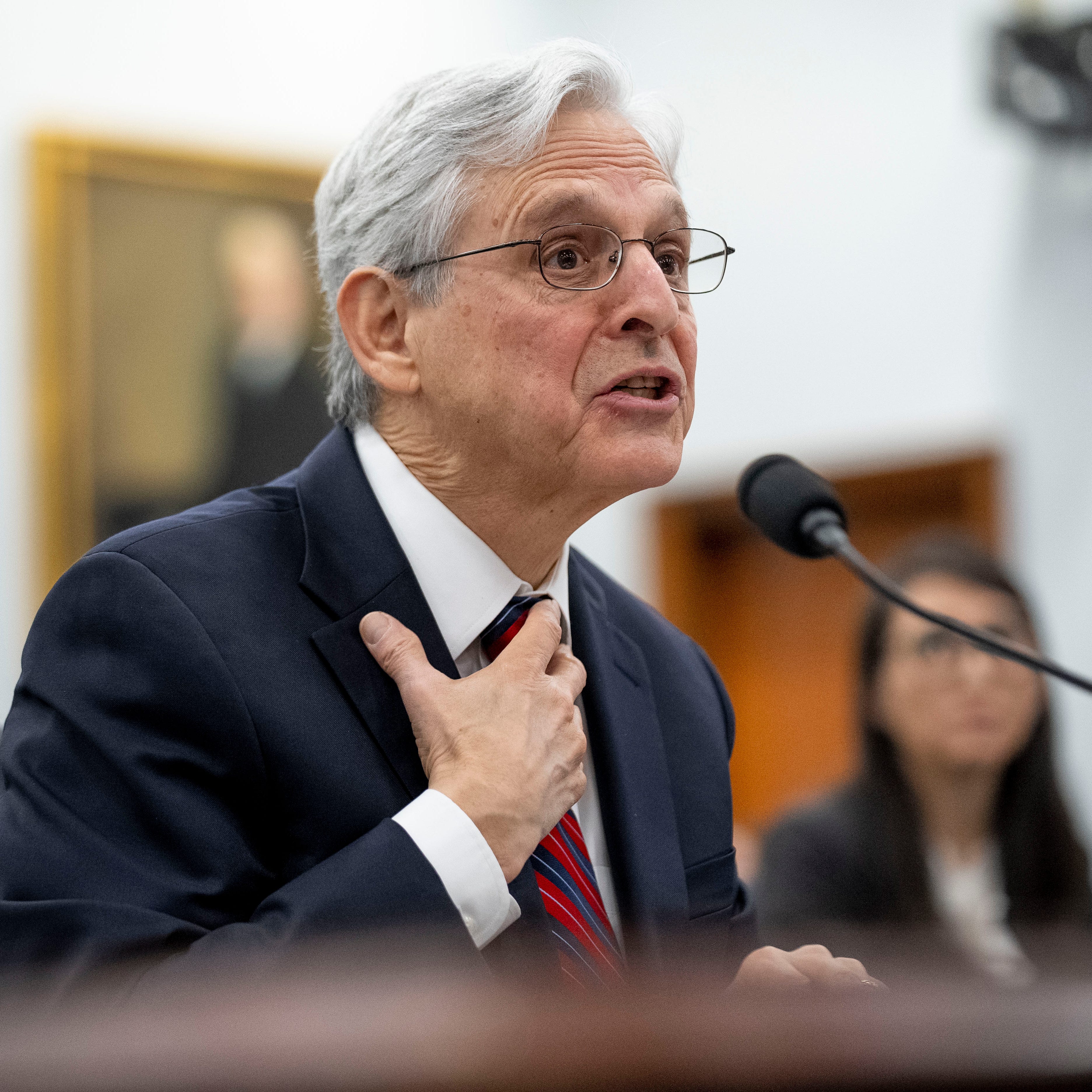 Attorney General Merrick Garland testifies before a House appropriations subcommittee hearing on Capitol Hill on March 29, 2023.