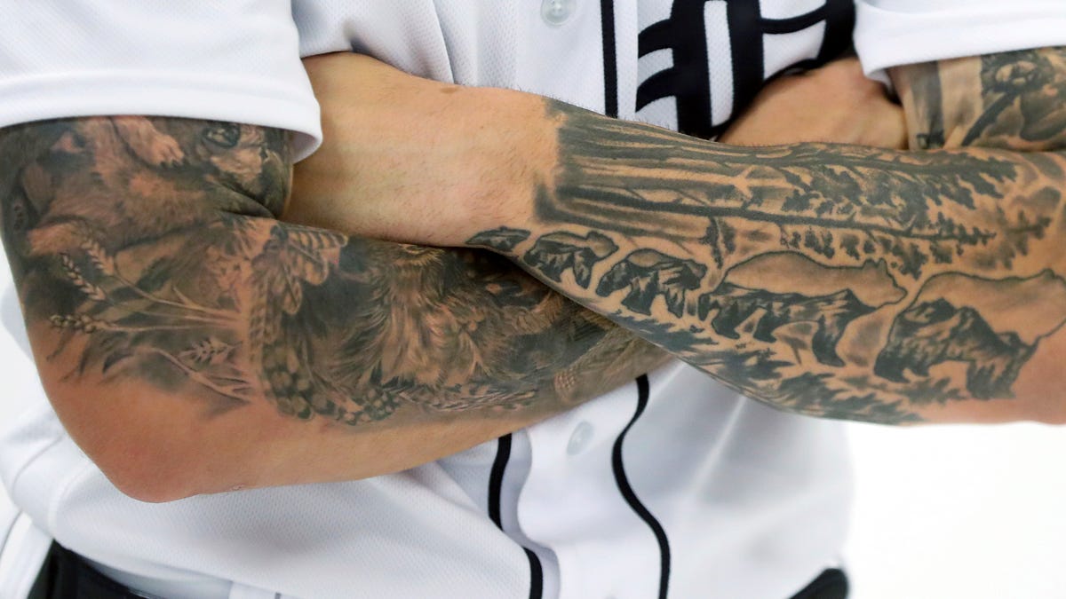 Tattoos seen throughout Detroit Tigers clubhouse reveal interesting stories
