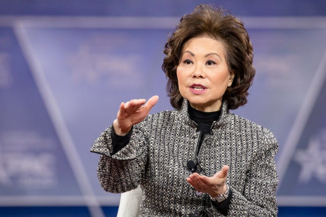 Elaine Chao, who ran the U.S. Department of Transportation under Donald Trump, is seen in 2020 in Maryland.