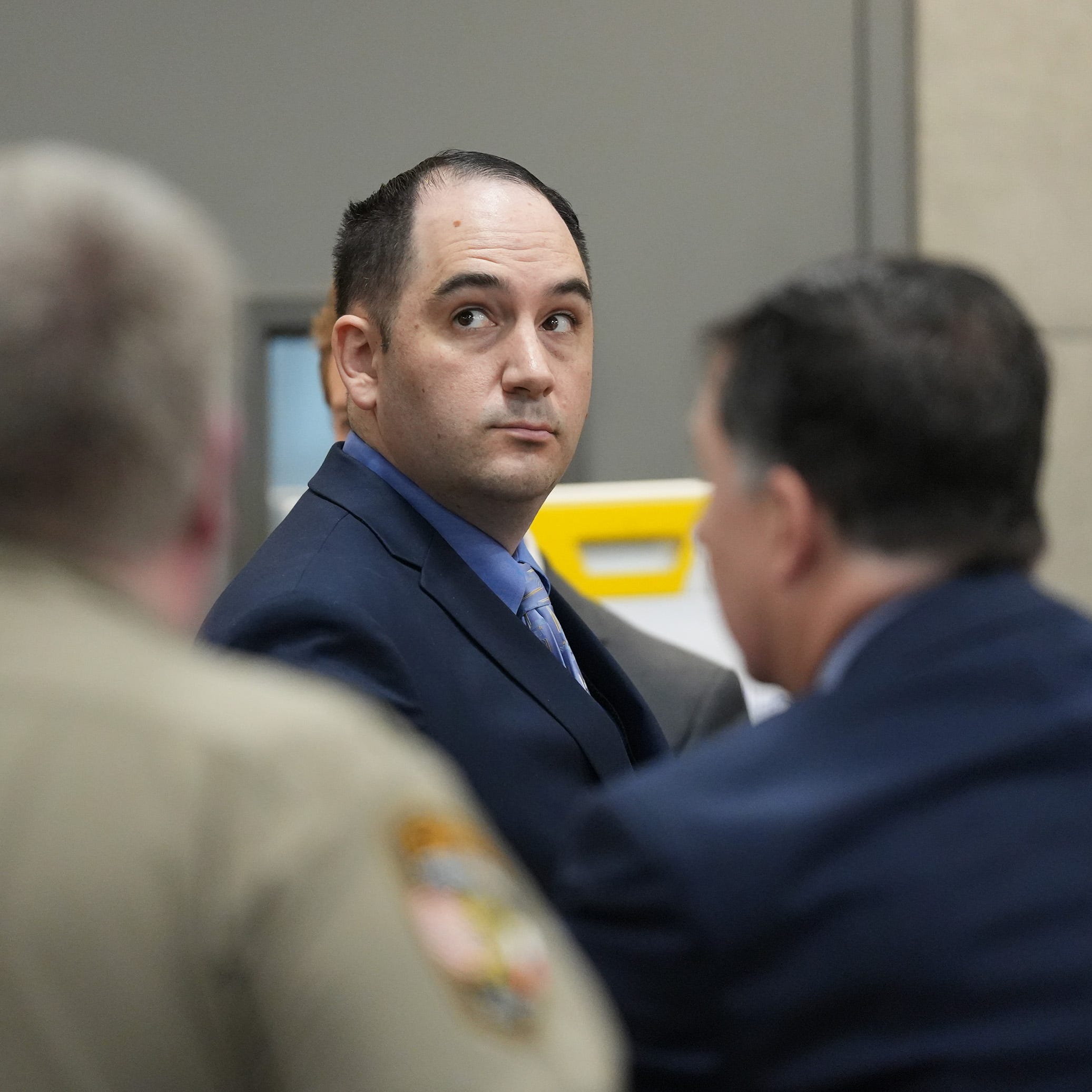 Daniel Perry at his trial for the murder of Garrett Foster at the Blackwell-Thurman Criminal Justice Center on Wednesday April 5, 2023.