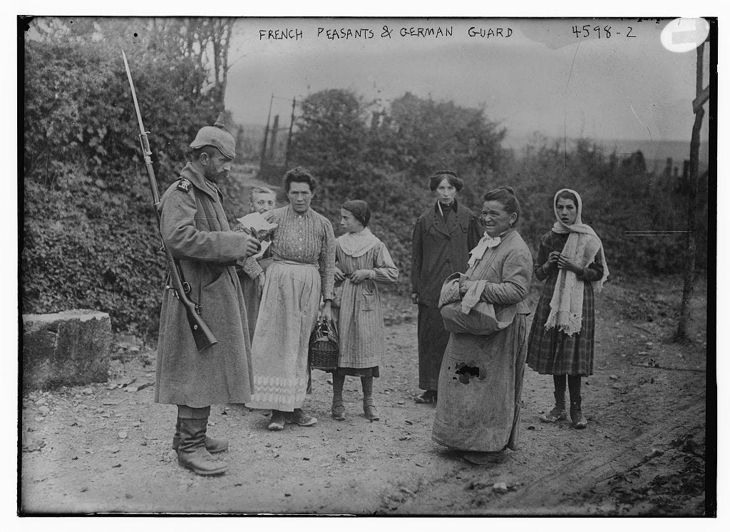 French Peasants & German Guard [between ca. 1915 and ca. 1920]