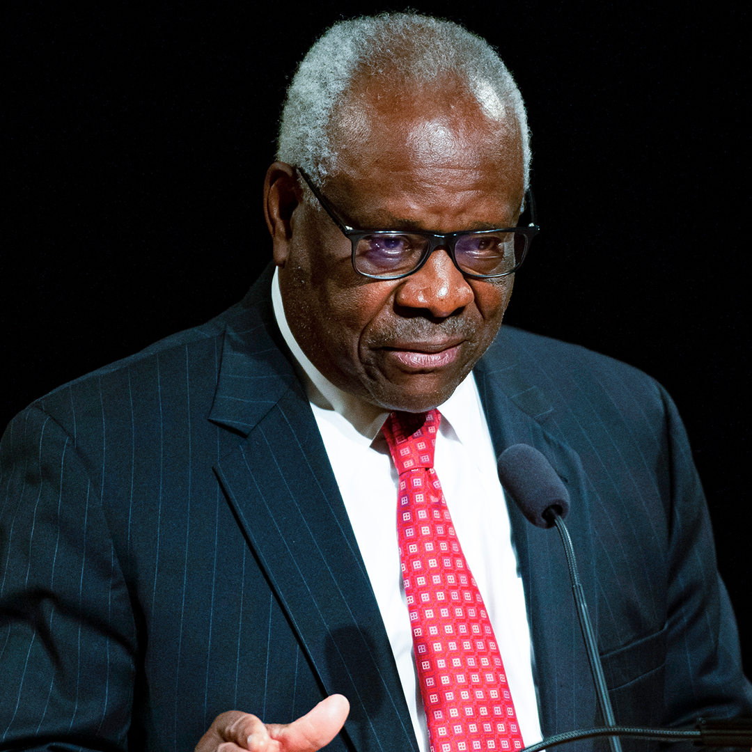 Sept. 16, 2021; South Bend, IN, USA; Supreme Court Justice Clarence Thomas speaks on Thursday, Sept. 16, 2021, at the University of Notre Dame's DeBartolo Performing Arts Center in South Bend. The associate justice gave the university's Tocqueville Lecture for an event presented by the Center for Citizenship & Constitutional Government. Mandatory Credit: Robert Franklin/South Bend Tribune via USA TODAY NETWORK (Via OlyDrop)
