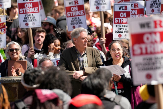 Congressman Frank Pallone, Jr. was among the hundreds at Rutgers University rallying for a new contract for faculty. Monday, April 10, 2023 