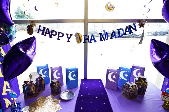 Ramadan decorations at a Party City store in Dearborn, Mich., on March 23, 2023. The date of Ramadan changes from year to year because it's set using the lunar calendar. In 2023, it began March 22 and continues through April 21, ending in the celebratory Eid al-Fitr.