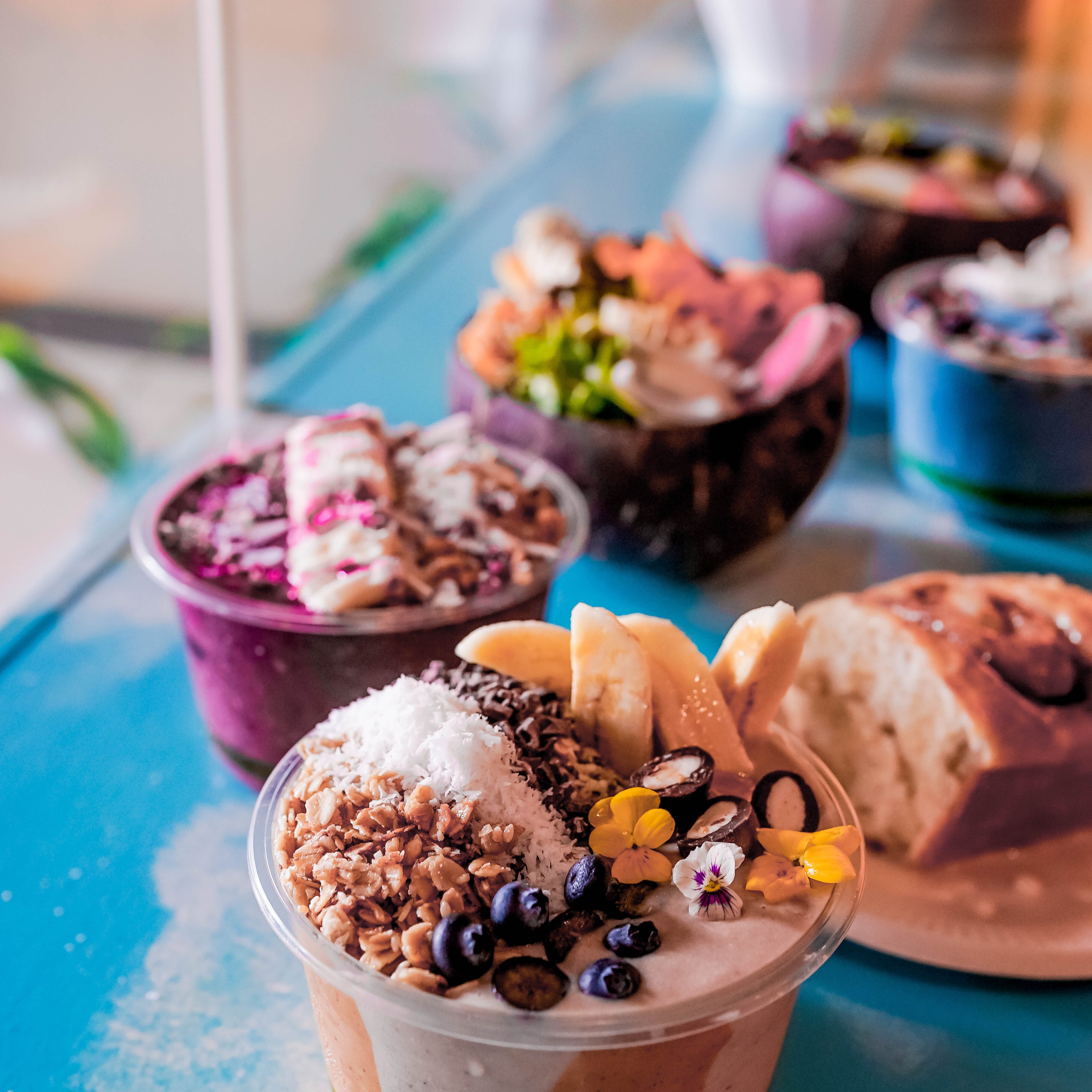 The smoothie bowls at the Sunrise Shack use as much local produce as possible.