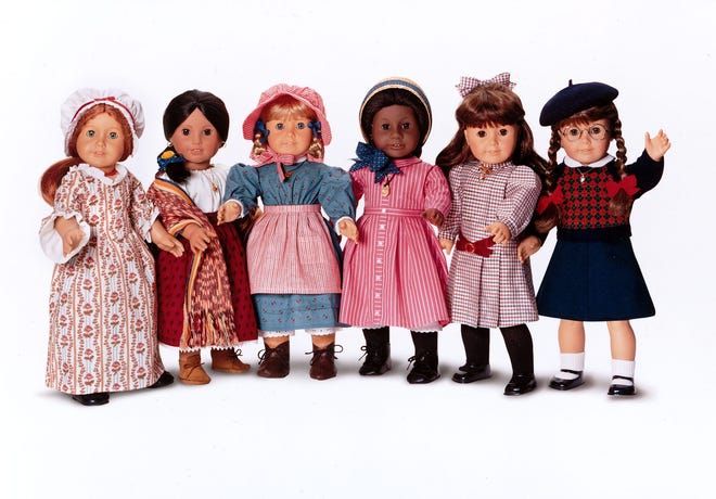 Muñecas American Girl Felicity, Left, Josefina, Kirsten, Addie, Samantha y Molly.