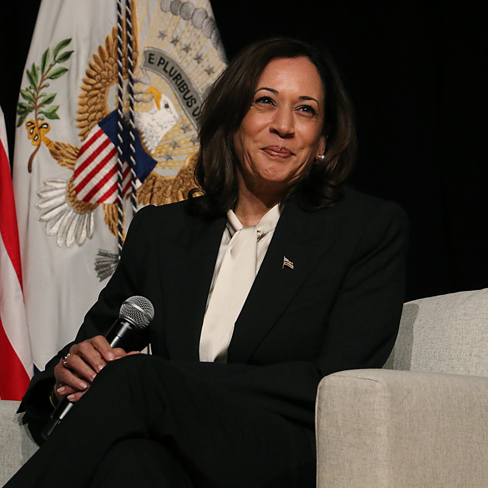 Vice President Kamala Harris takes part in a discussion about abortion and reproductive rights on the campus of the University of Nevada, Reno on April 18, 2023.