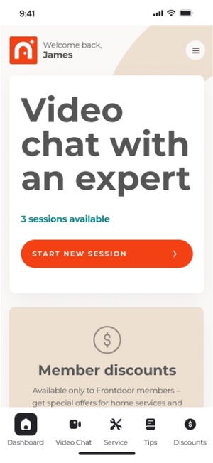The Frontdoor app delivers real time video calls with a pro