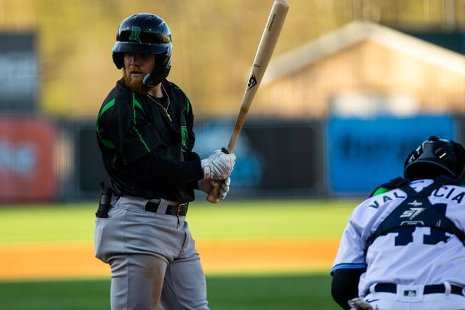 Dayton outfielder Blake Dunn steps to the plate as he prepares to swing Tuesday, April 18, 2023, at LMCU Ballpark.